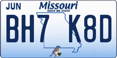 MO license plate BH7K8D