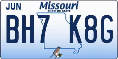 MO license plate BH7K8G