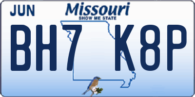 MO license plate BH7K8P