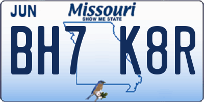 MO license plate BH7K8R