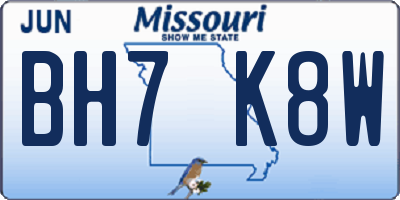 MO license plate BH7K8W