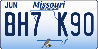 MO license plate BH7K9O