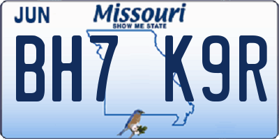 MO license plate BH7K9R