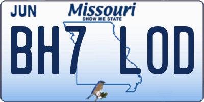 MO license plate BH7L0D