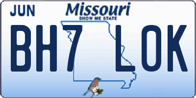 MO license plate BH7L0K