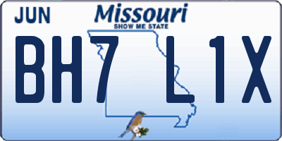 MO license plate BH7L1X