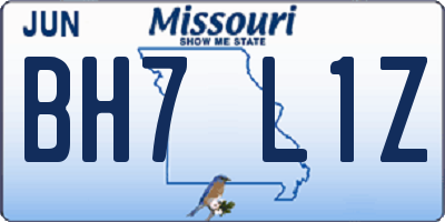 MO license plate BH7L1Z