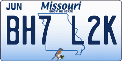 MO license plate BH7L2K