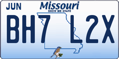 MO license plate BH7L2X
