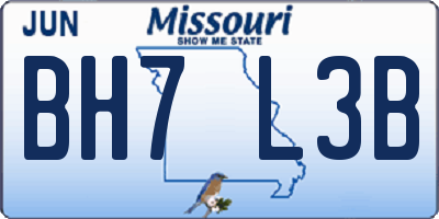 MO license plate BH7L3B