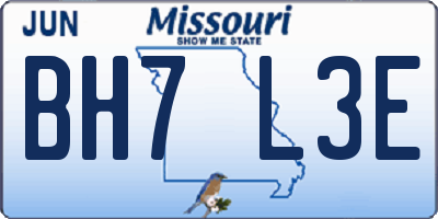 MO license plate BH7L3E