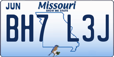 MO license plate BH7L3J