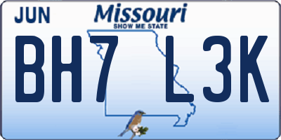 MO license plate BH7L3K