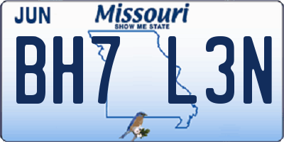 MO license plate BH7L3N