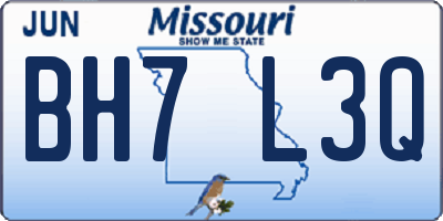 MO license plate BH7L3Q
