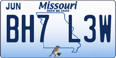 MO license plate BH7L3W