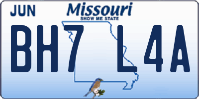 MO license plate BH7L4A