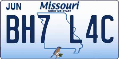 MO license plate BH7L4C