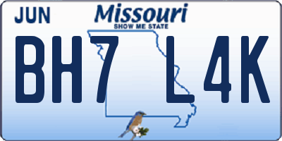 MO license plate BH7L4K
