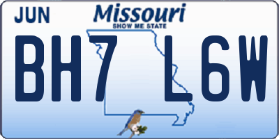 MO license plate BH7L6W
