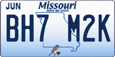 MO license plate BH7M2K