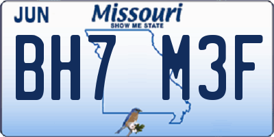 MO license plate BH7M3F