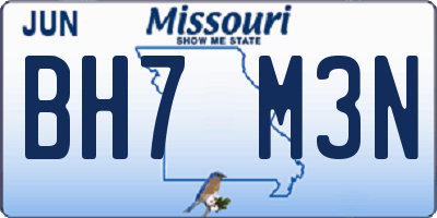 MO license plate BH7M3N