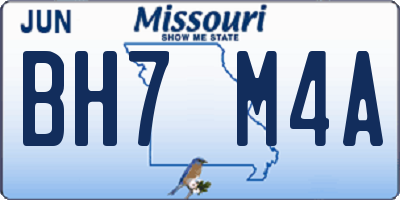 MO license plate BH7M4A