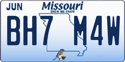 MO license plate BH7M4W