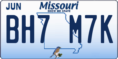 MO license plate BH7M7K
