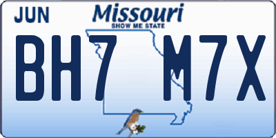 MO license plate BH7M7X