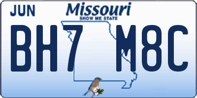 MO license plate BH7M8C