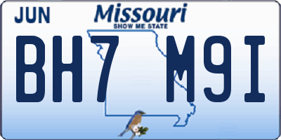 MO license plate BH7M9I