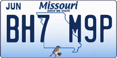 MO license plate BH7M9P
