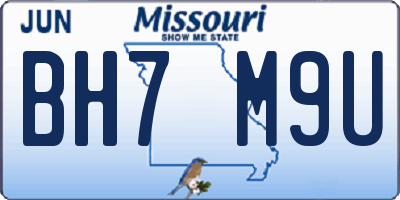 MO license plate BH7M9U