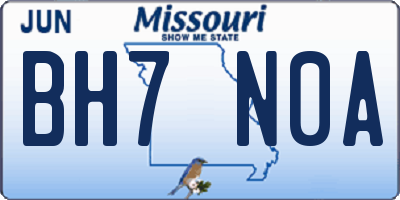 MO license plate BH7N0A