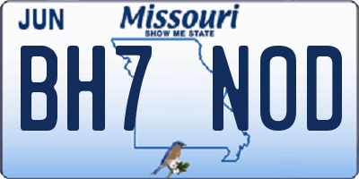 MO license plate BH7N0D