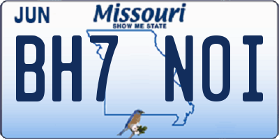 MO license plate BH7N0I
