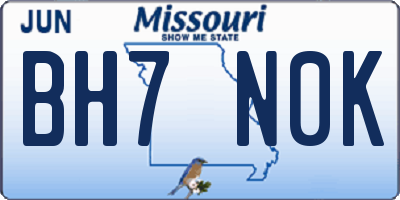 MO license plate BH7N0K