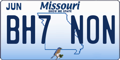MO license plate BH7N0N