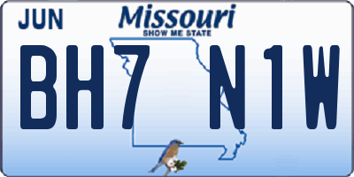 MO license plate BH7N1W
