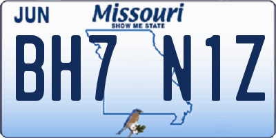 MO license plate BH7N1Z