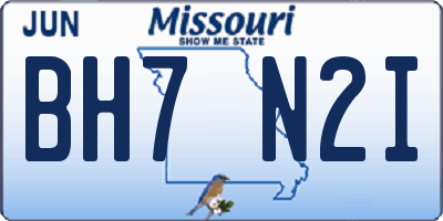 MO license plate BH7N2I