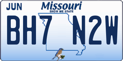 MO license plate BH7N2W