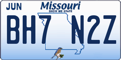 MO license plate BH7N2Z