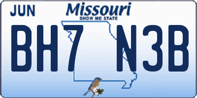 MO license plate BH7N3B