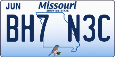 MO license plate BH7N3C