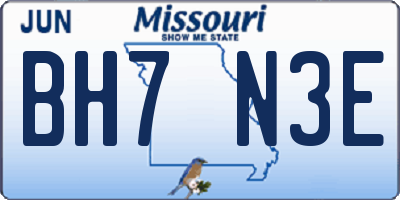 MO license plate BH7N3E