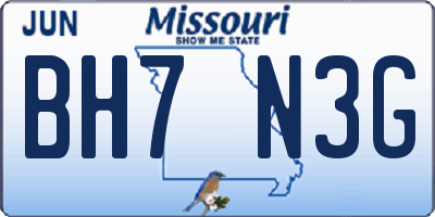 MO license plate BH7N3G