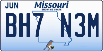MO license plate BH7N3M